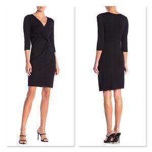 BLVD 3/4ย Length SleeveโTwist Solid Dress szโMedium